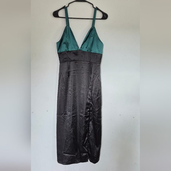 Lulu's Elegant Teal and Black Dress - Picture 2 of 7